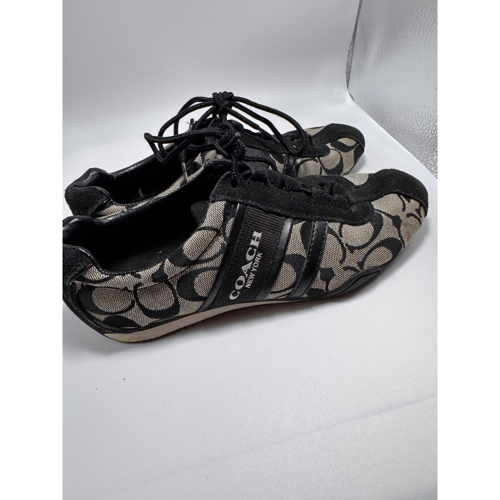 Coach Remonna Women's Black Signature Jacquard Suede Sneakers A5021 Size 6.5B - Picture 4 of 8